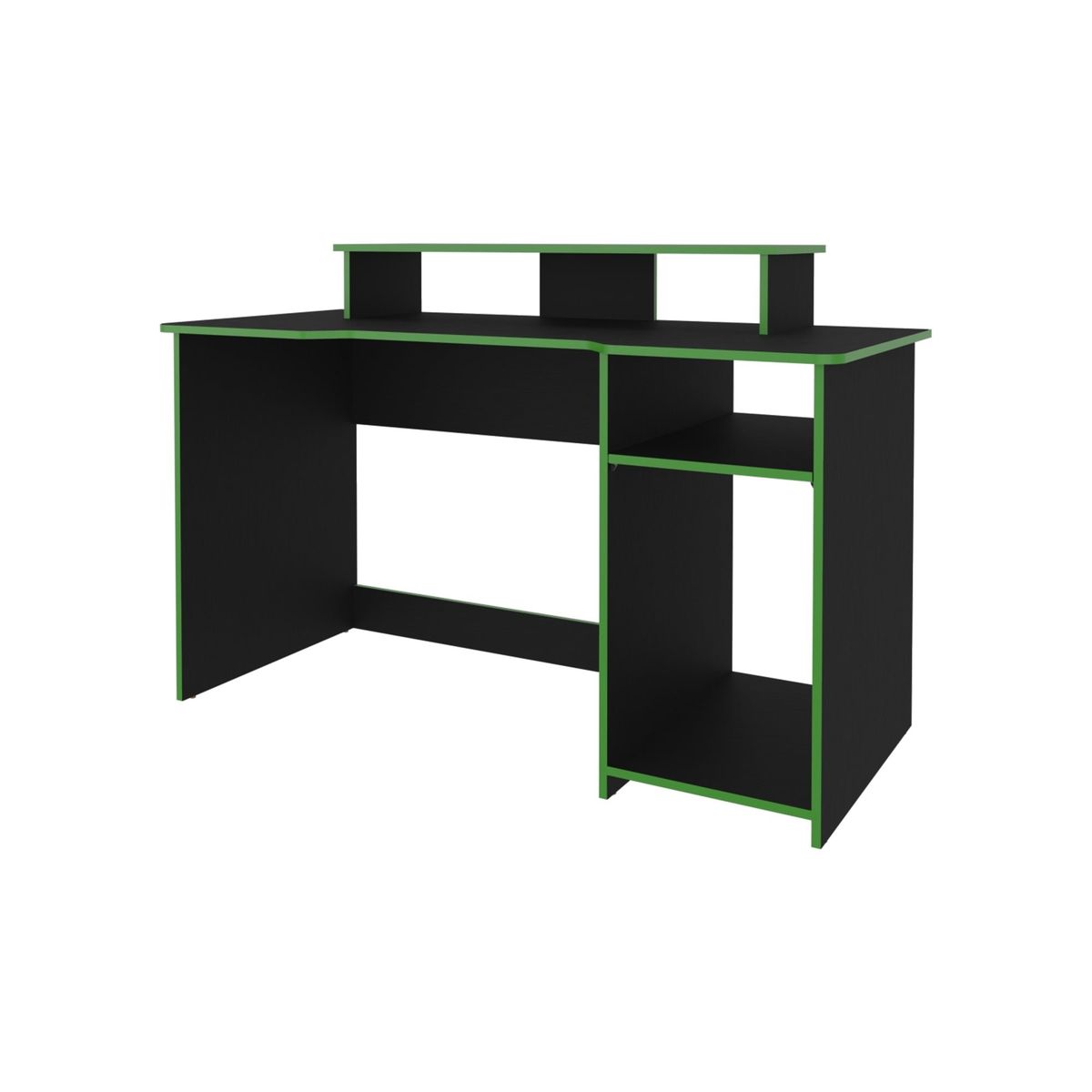 FMFURNITURE - Escritorio Gamer - Negro y Verde 90.5x136x60 cm