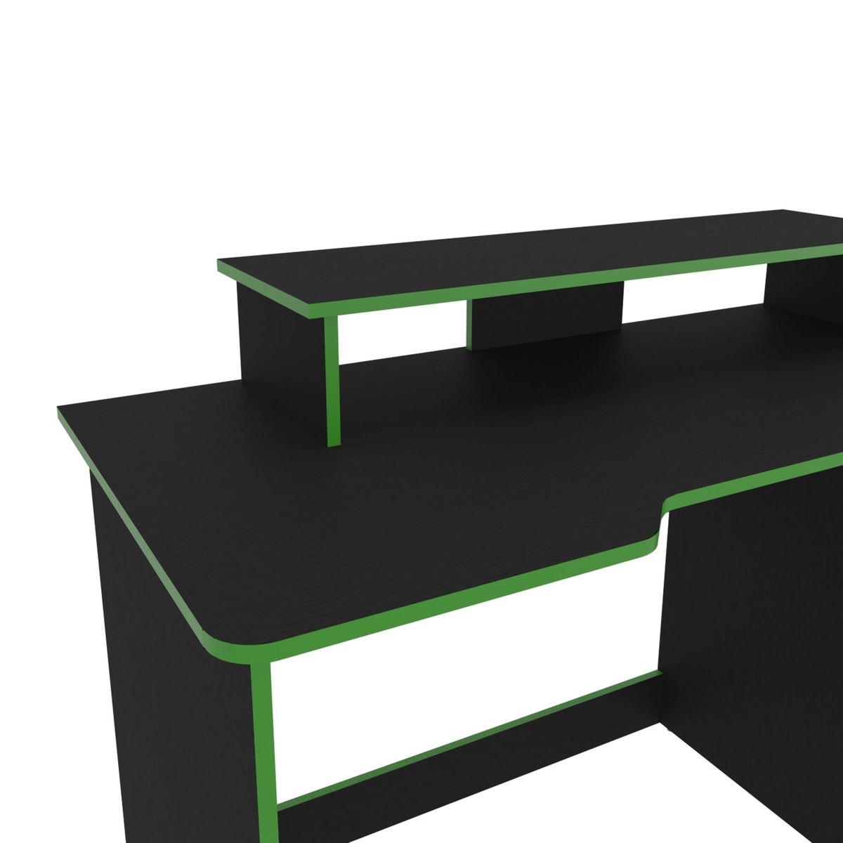 FMFURNITURE - Escritorio Gamer - Negro y Verde 90.5x136x60 cm