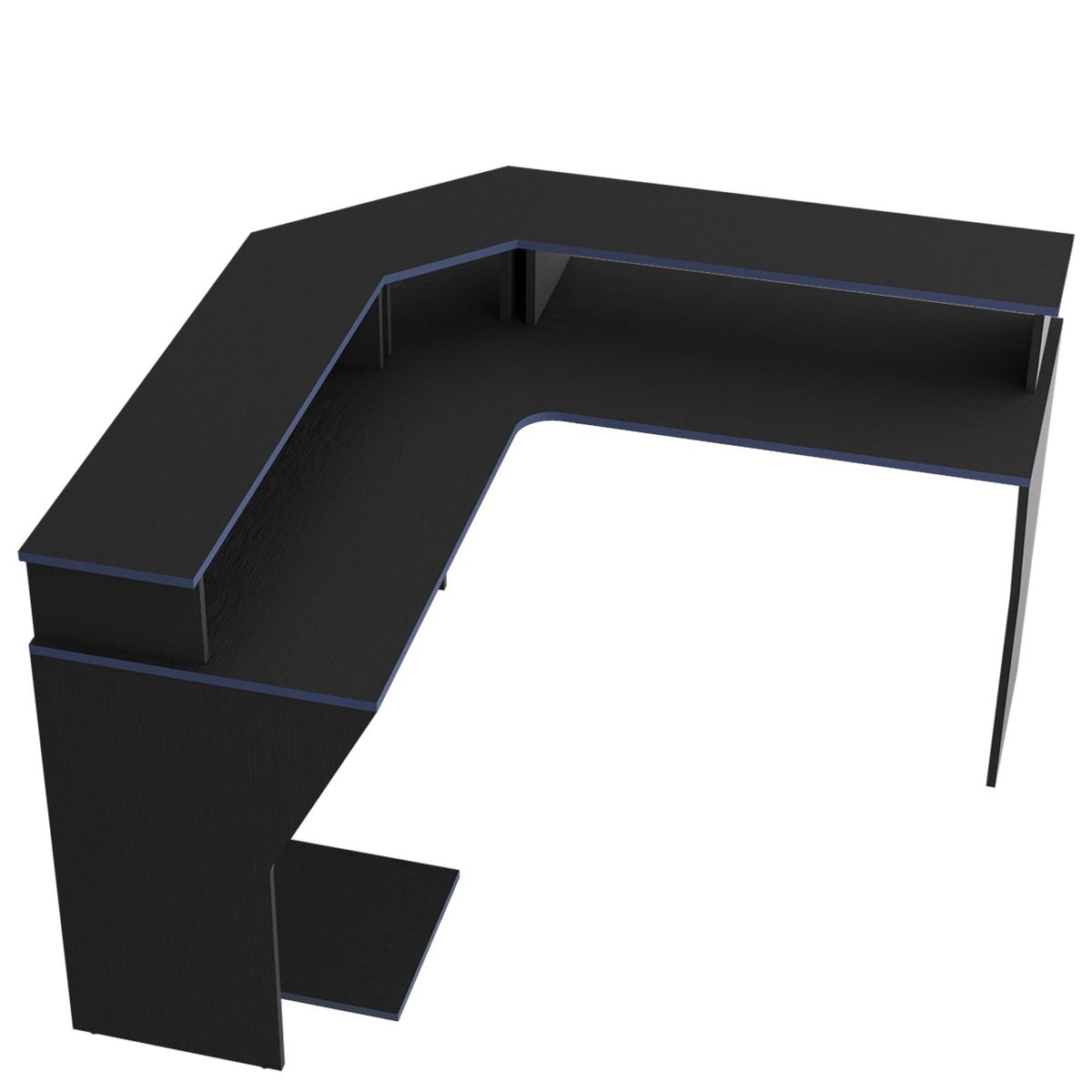 FMFURNITURE - Escritorio Gamer - Negro y Azul 88.5x127.9x127.9 cm