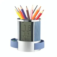OEM - Organizador Bolígrafo Portalápices Reloj Alarma Pantalla Lcd