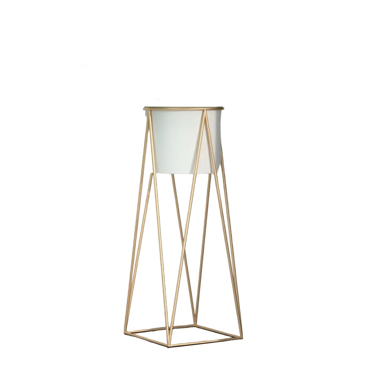 GENERICO - Porta Macetero Pedestal Maceta Plantas Blanco Dorado Mediano