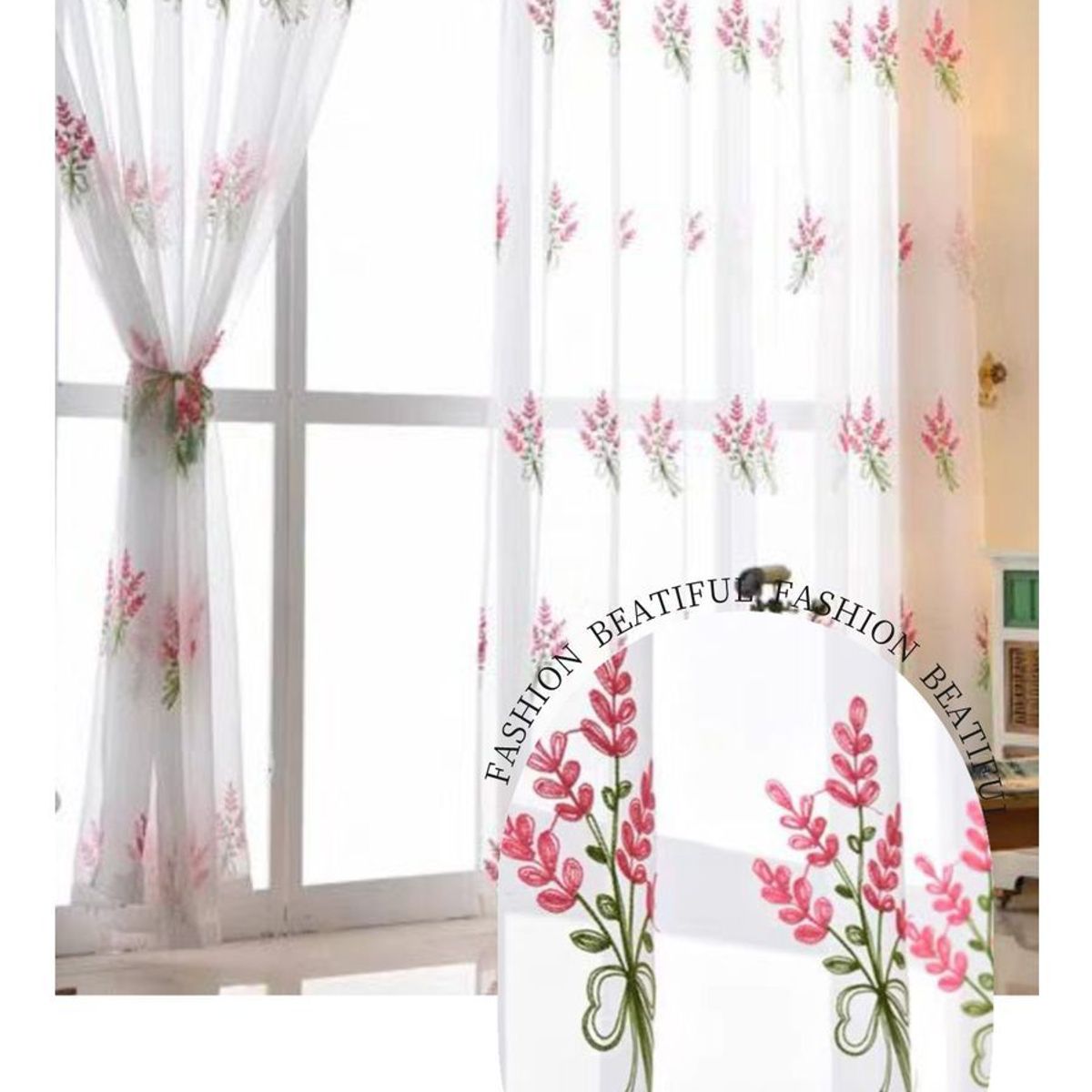 GENERICO - visillos bordados diseño 2 paños