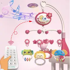 GENERICO - MOVIL BEBE MUSICAL PROYECTOR CUNAS Y COCHE 360 GRADOS ROSADO