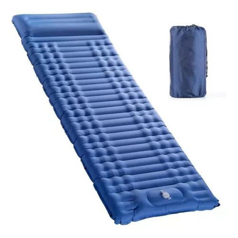 GENERICO - Colchón inflable de pie plegable outdoor camping trekking color azul