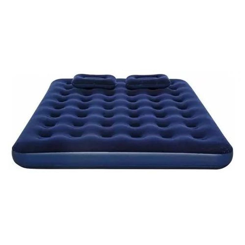 GENERICO - Colchón cama inflable de 2 plazas + 2 almohadas + inflador color azul