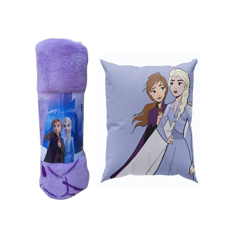 GENERICO - Pack Manta Infantil + Cojín Niña Diseño Animado Frozen