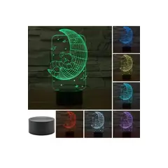 GENERICO - Lampara ilusión 3D Oso en la Luna De 7 Colores