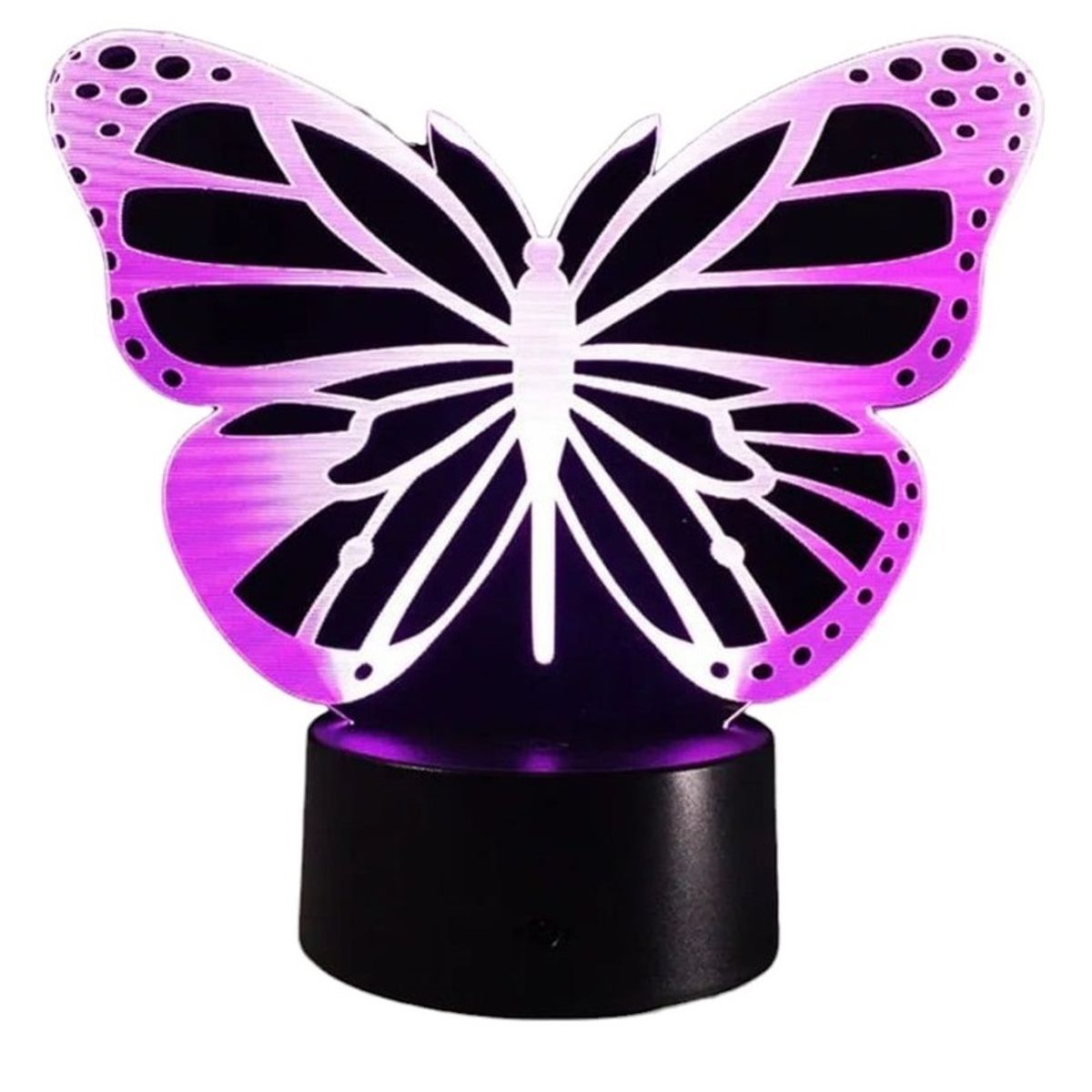 GENERICO - Lampara ilusión 3D Mariposa De 7 Colores
