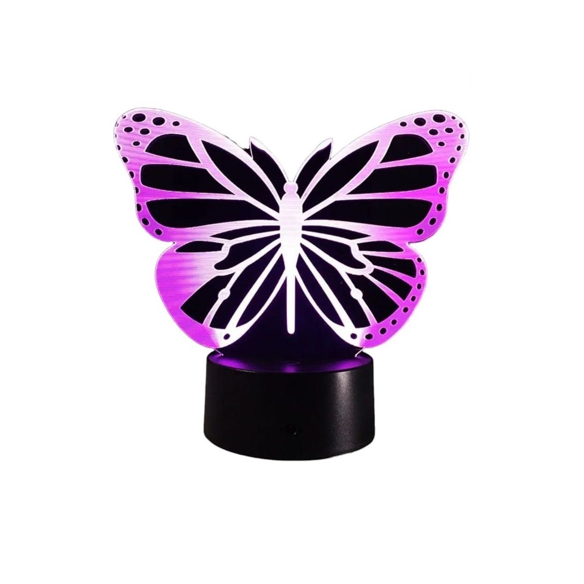 GENERICO - Lampara ilusión 3D Mariposa De 7 Colores