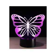 GENERICO - Lampara ilusión 3D Mariposa De 7 Colores