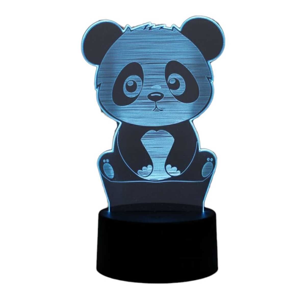 GENERICO - Lampara ilusión 3D Panda De 7 Colores