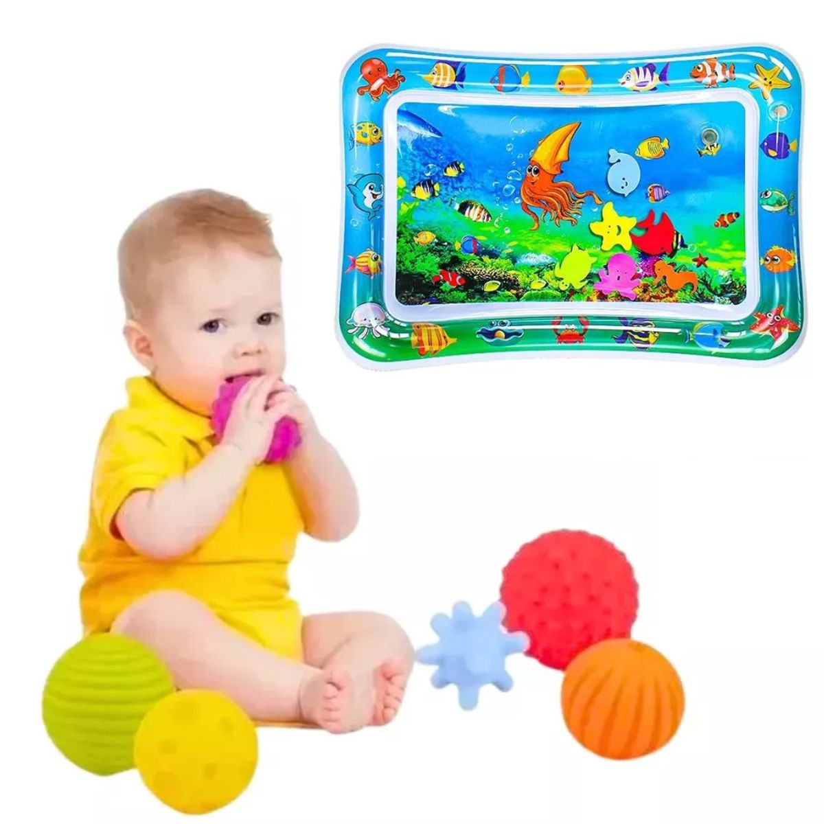 GENERICO - Alfombra Sensorial Para Bebe + Pack Pelotas Sensoriales