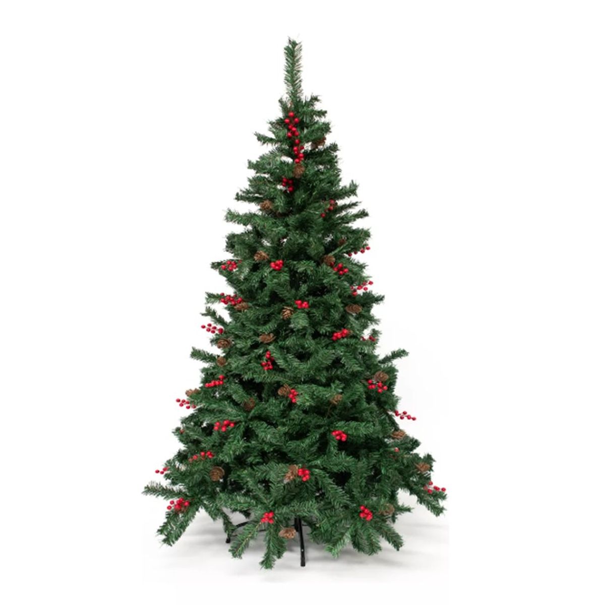 WAKESHOME - Árbol de Navidad con Guindas Piñas Decorado Adorno de Pascua 180m
