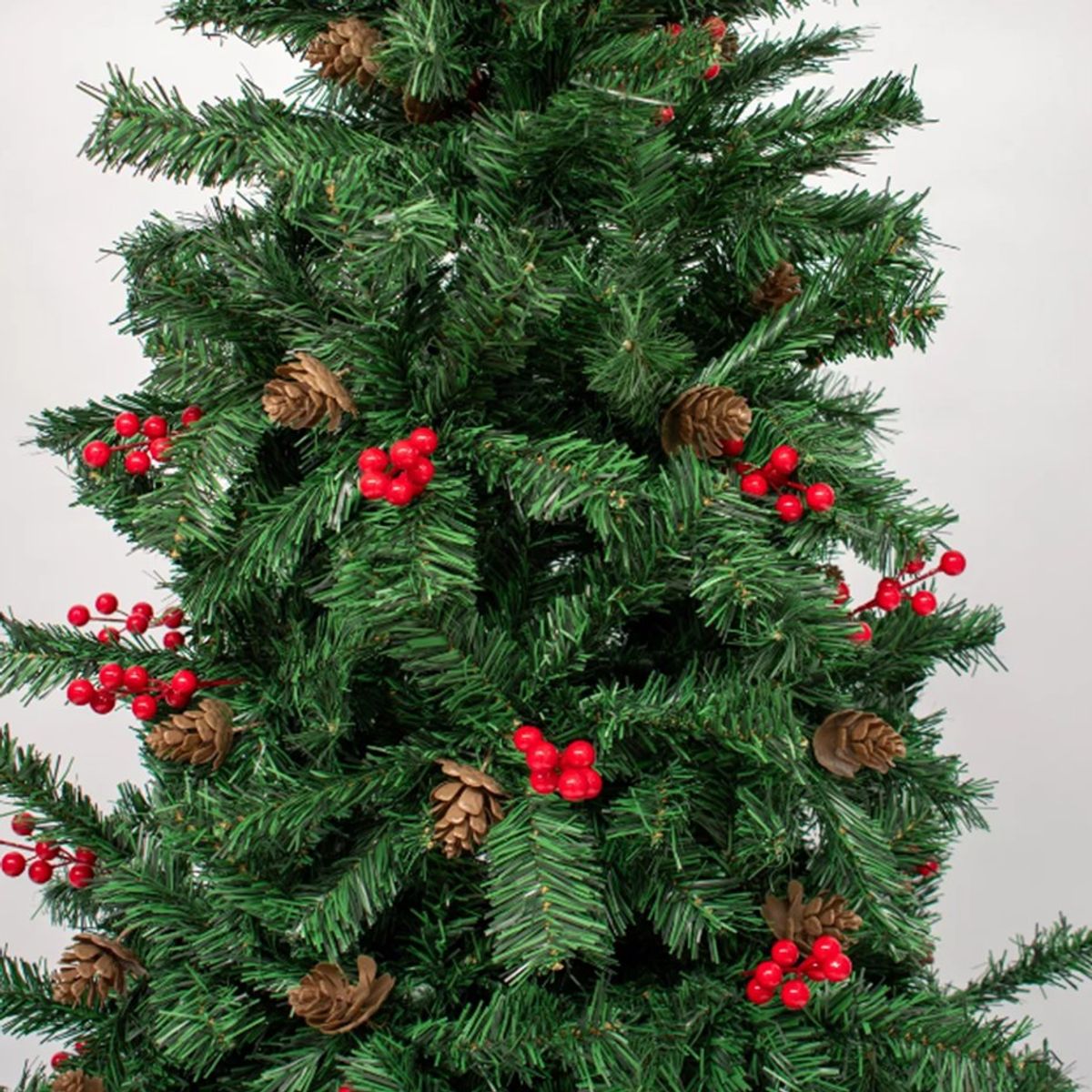 WAKESHOME - Árbol de Navidad con Guindas Piñas Decorado Adorno de Pascua 180m