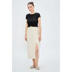 IO - Falda Lisa Larga Beige