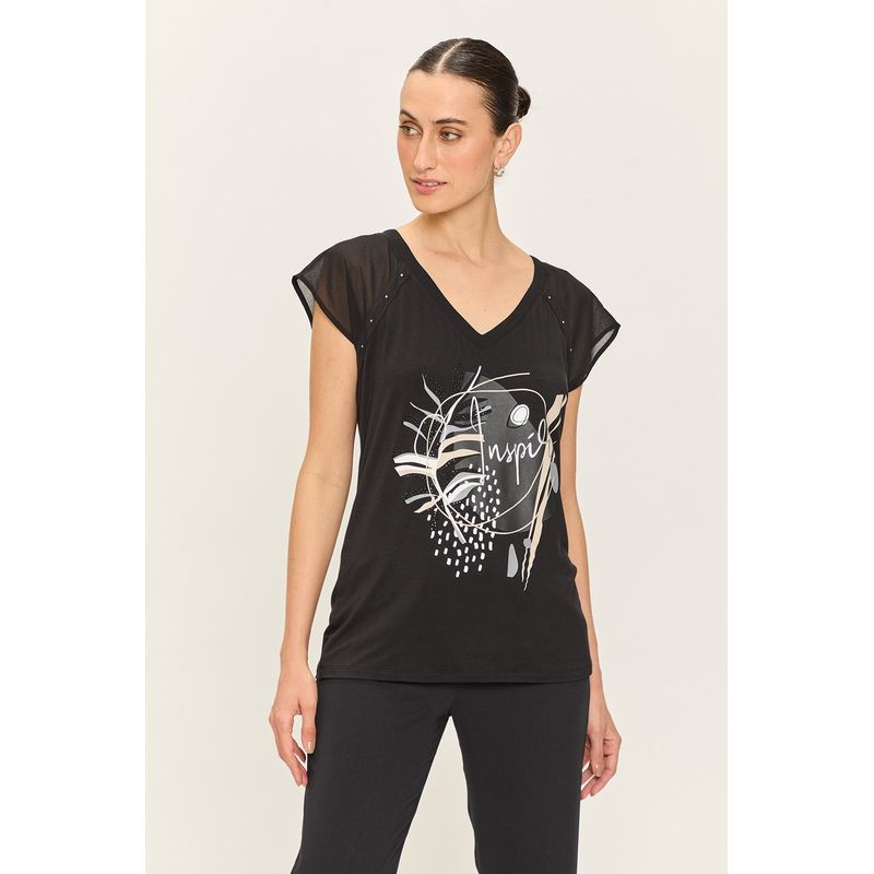 ASH - Polera Estampada Negro Ash