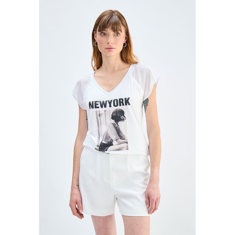 ASH - Polera Manga Corta Blanco Mujer Ash