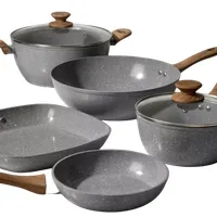 Bateria De Cocina 7 Piezas Antiadherente Ceramica Marmolada