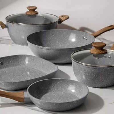 Imagen 2 del producto Bateria De Cocina 7 Piezas Antiadherente Ceramica Marmolada