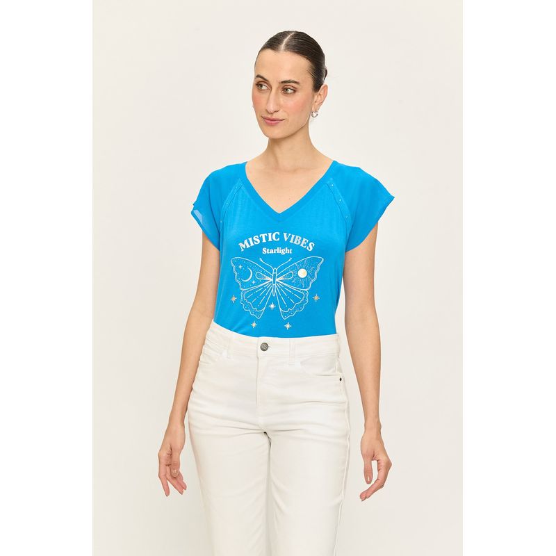 ASH - Polera Manga Corta Azul Marino Mujer Ash