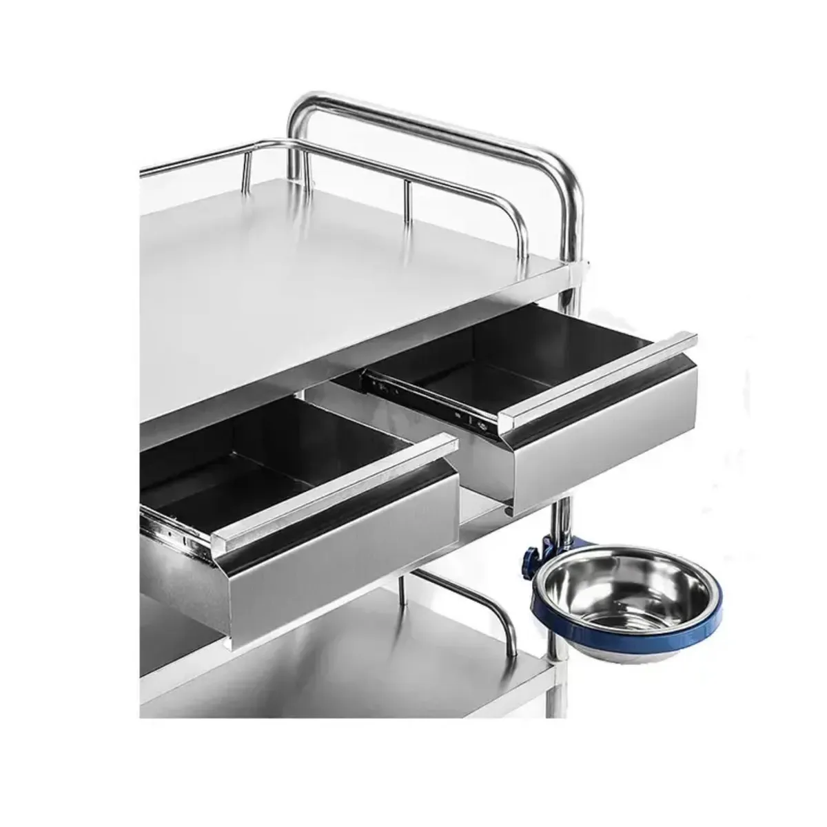 GLOMED - Carro Curación Acero Inox Dos Cajos Premium 84x44x66 Cm