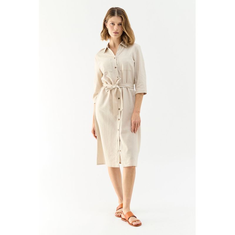MA GRIFFE - Vestido Largo Beige Mujer Magriffe