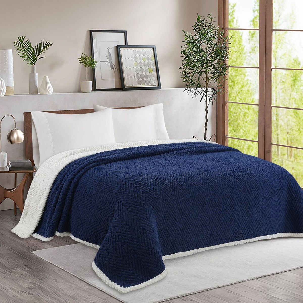 ANDES - FRAZADA ANDES CHIPORRO ESPIGA AZUL 15 PLAZA