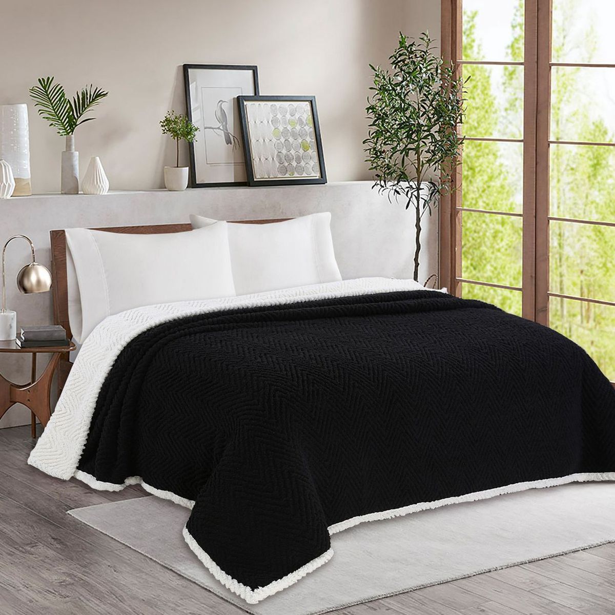 ANDES - FRAZADA ANDES CHIPORRO ESPIGA NEGRO 2 PLAZA