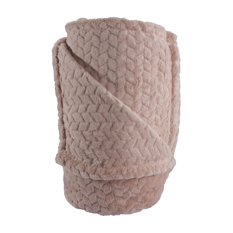 FRAZADA JACQUARD FLANNEL ROSA 2 PLAZA