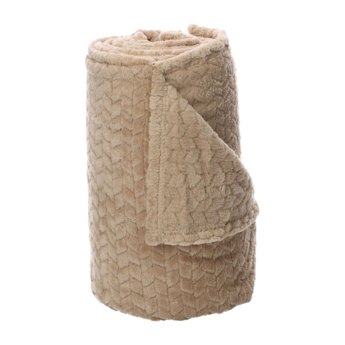 ANDES - FRAZADA ANDES JACQUARD FLANNEL BEIGE 2 PLAZA