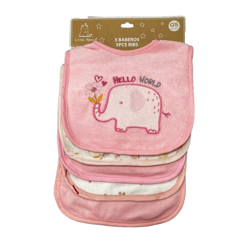 GENERICO - Pack 5 Baberos Para Bebés Elefante Rosado