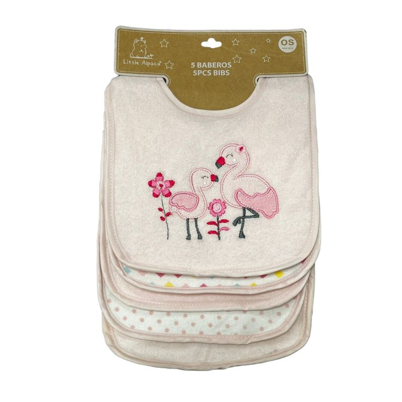 GENERICO - Pack 5 Baberos Para Bebés Flamenco Rosa