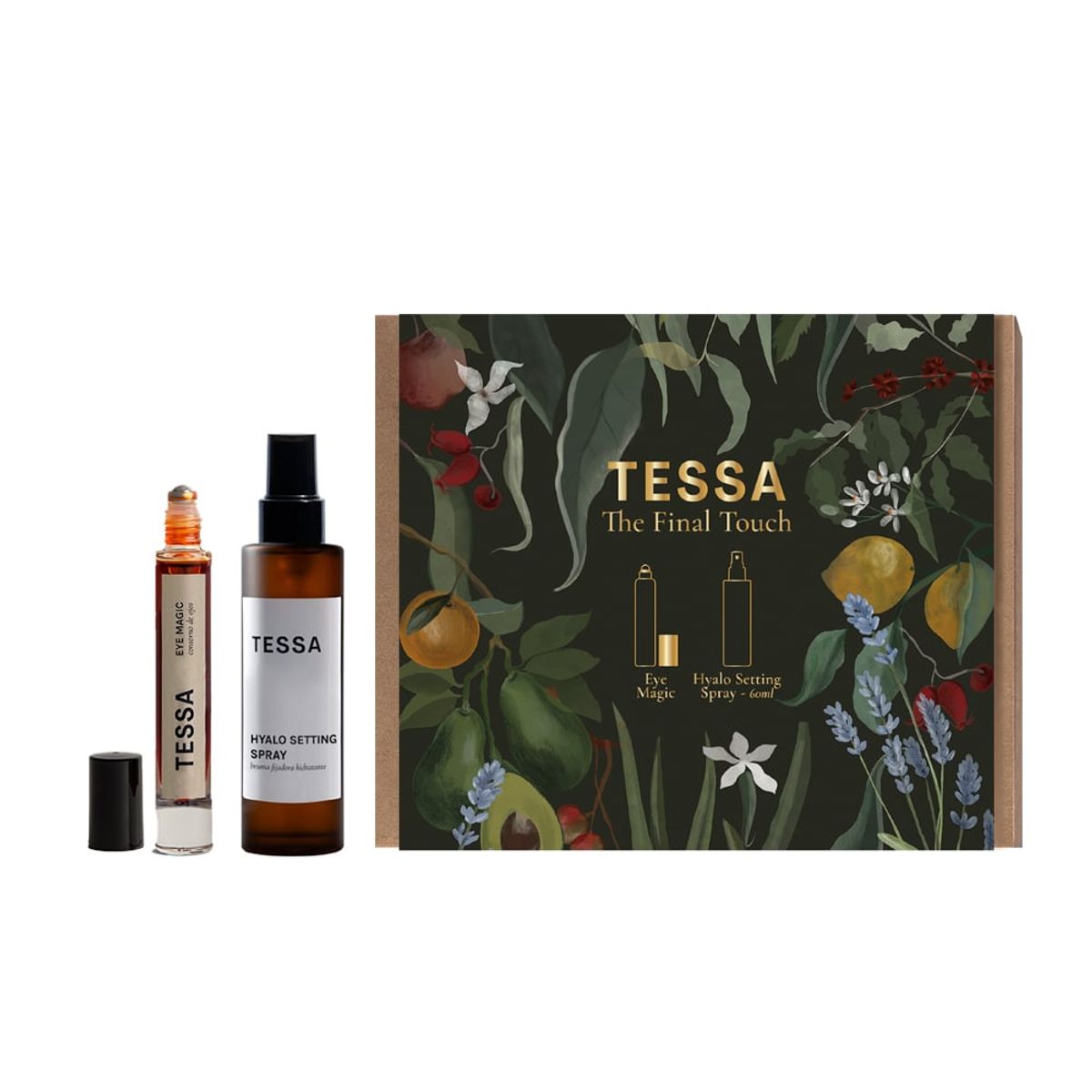 TESSA - Set Contorno de Ojos Antioxidante Eye Magic + Bruma Fijadora Hyalo Setting Spray Final Touch - 2 productos