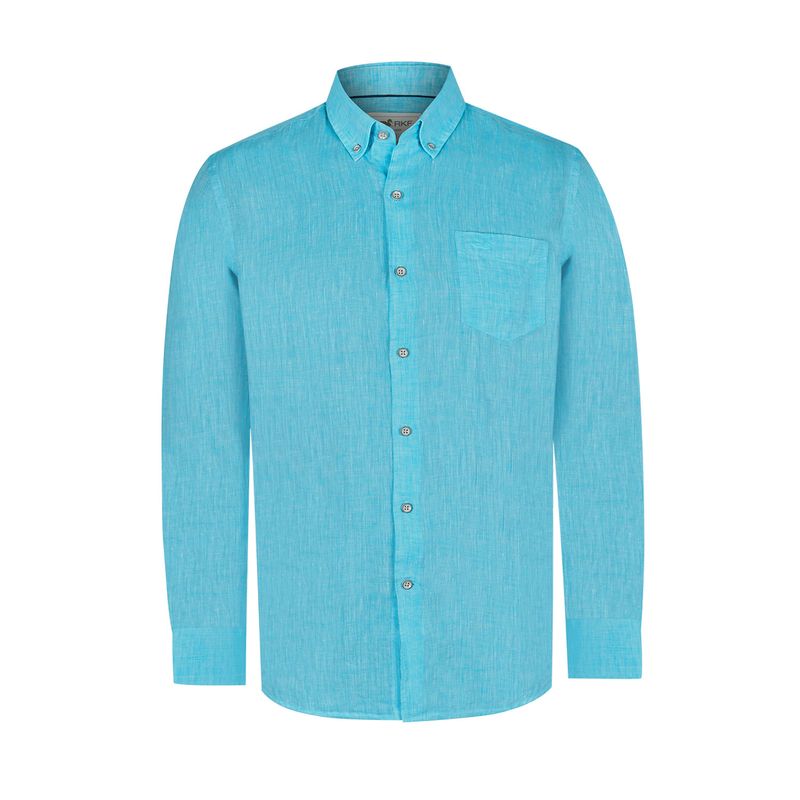 ROCKFORD - Camisa Lino Orgánico Fantasy Hombre Azul ROCKFORD