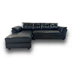 GENERICO - Sofa Seccional Napoles resorte Bonell tela Pu Negro