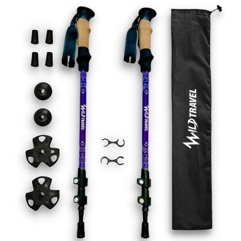 WILD TRAVEL - Pack Bastones de trekking Wild Travel 2 unidades MORADO