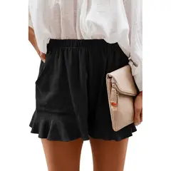BLWOENS - Pantalones cortos casuales de verano para mujeres - Negro