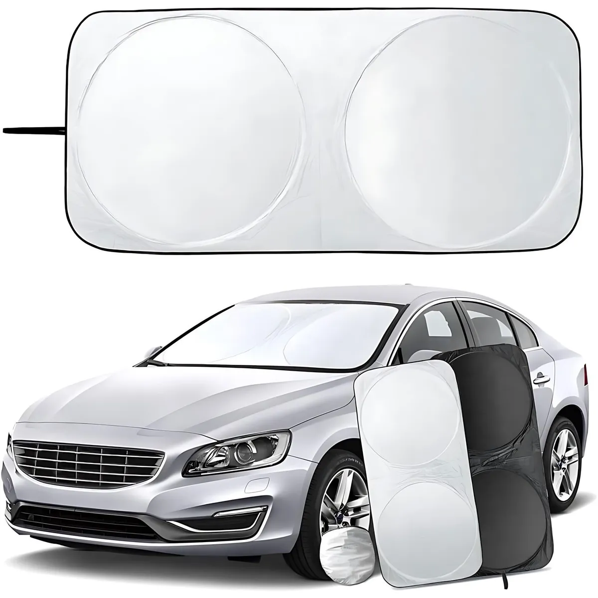 NOVYSTOR - Cubre Parabrisas Auto, Parasol Con Protección Uv Compactable