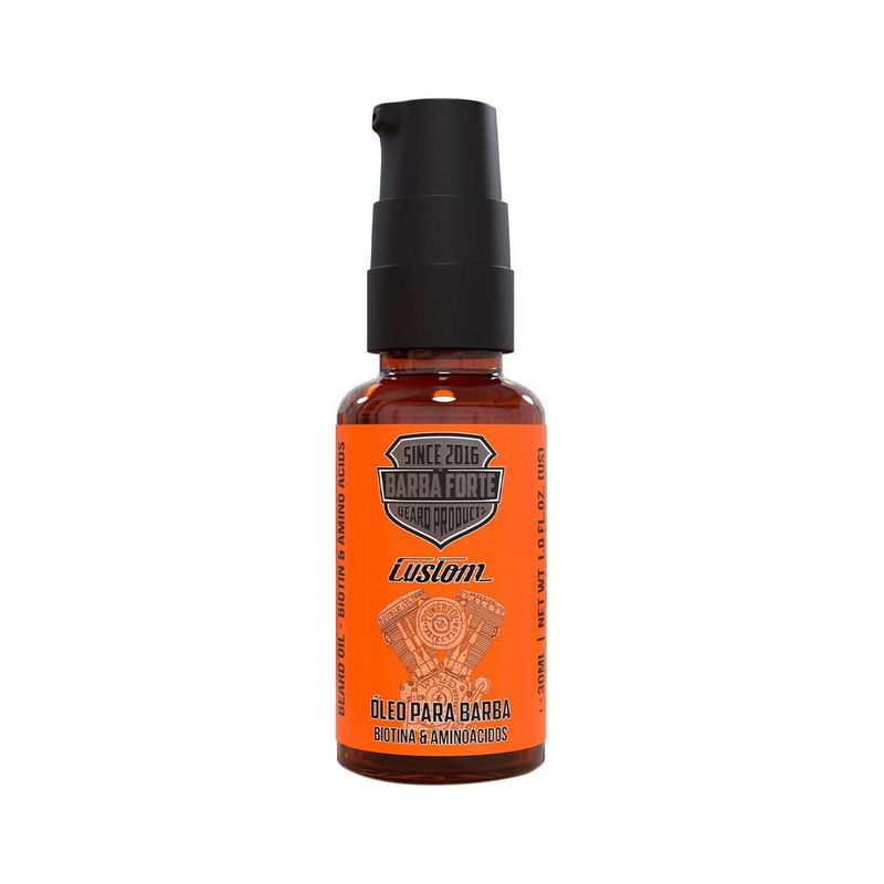 BARBA FORTE - Óleo Custom Reponedor de Keratina Barba Forte 30ml Hidrata Suaviza.-