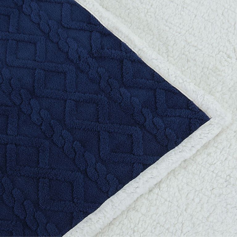 FRAZADA JACQUARD SHERPA AZUL 15 PLAZA
