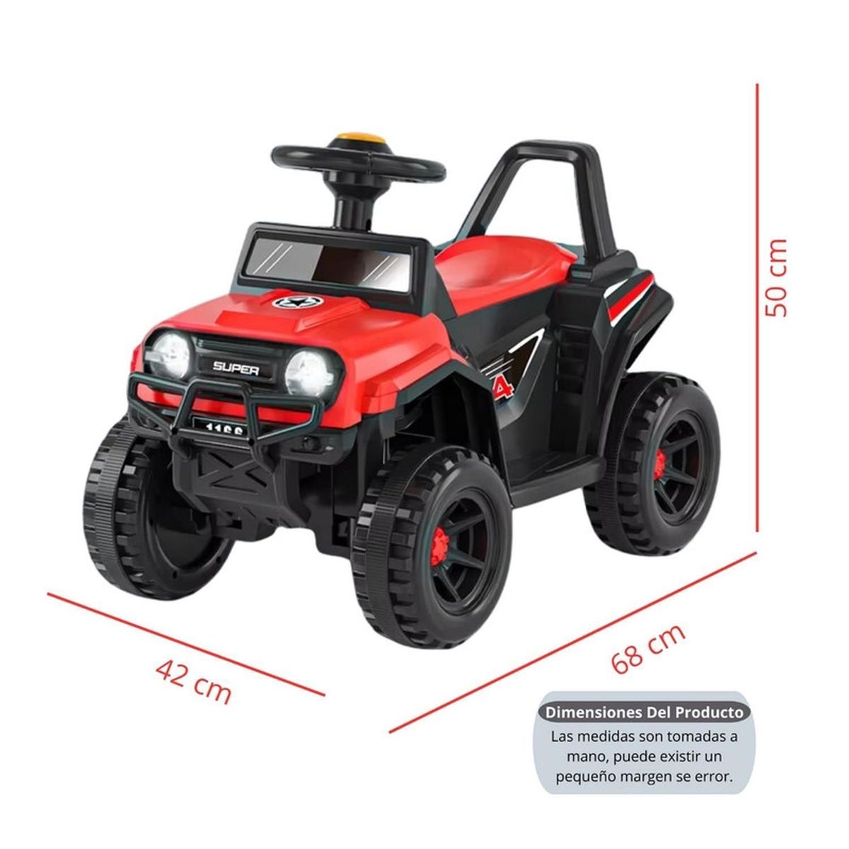 AUCKLAND OUTDOOR - Moto Electrica Bateria Jeep Niño Luces Y Sonido 1166 Rojo