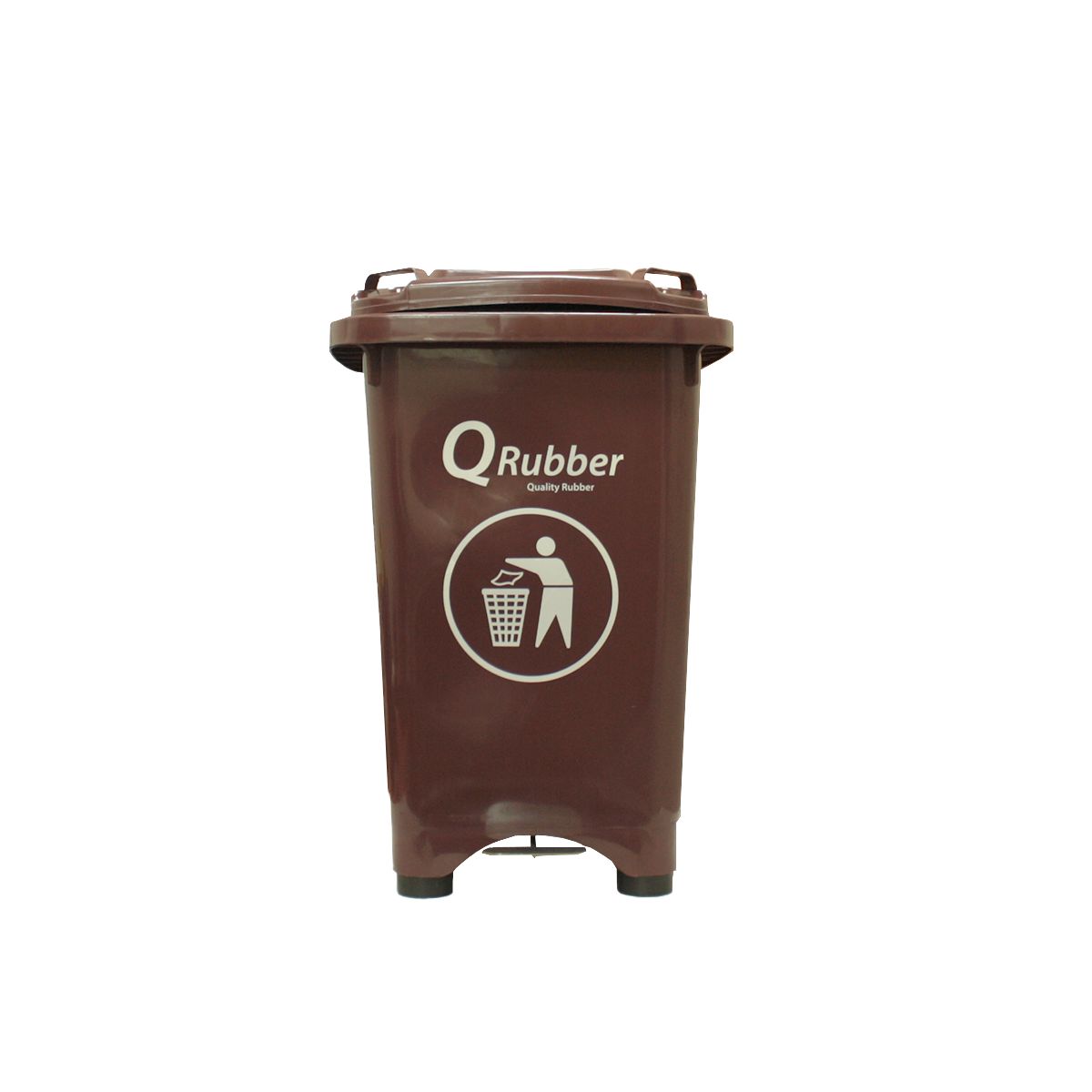 QRUBBER - Basurero Contenedor Basura 50 lts. con pedal café QRubber