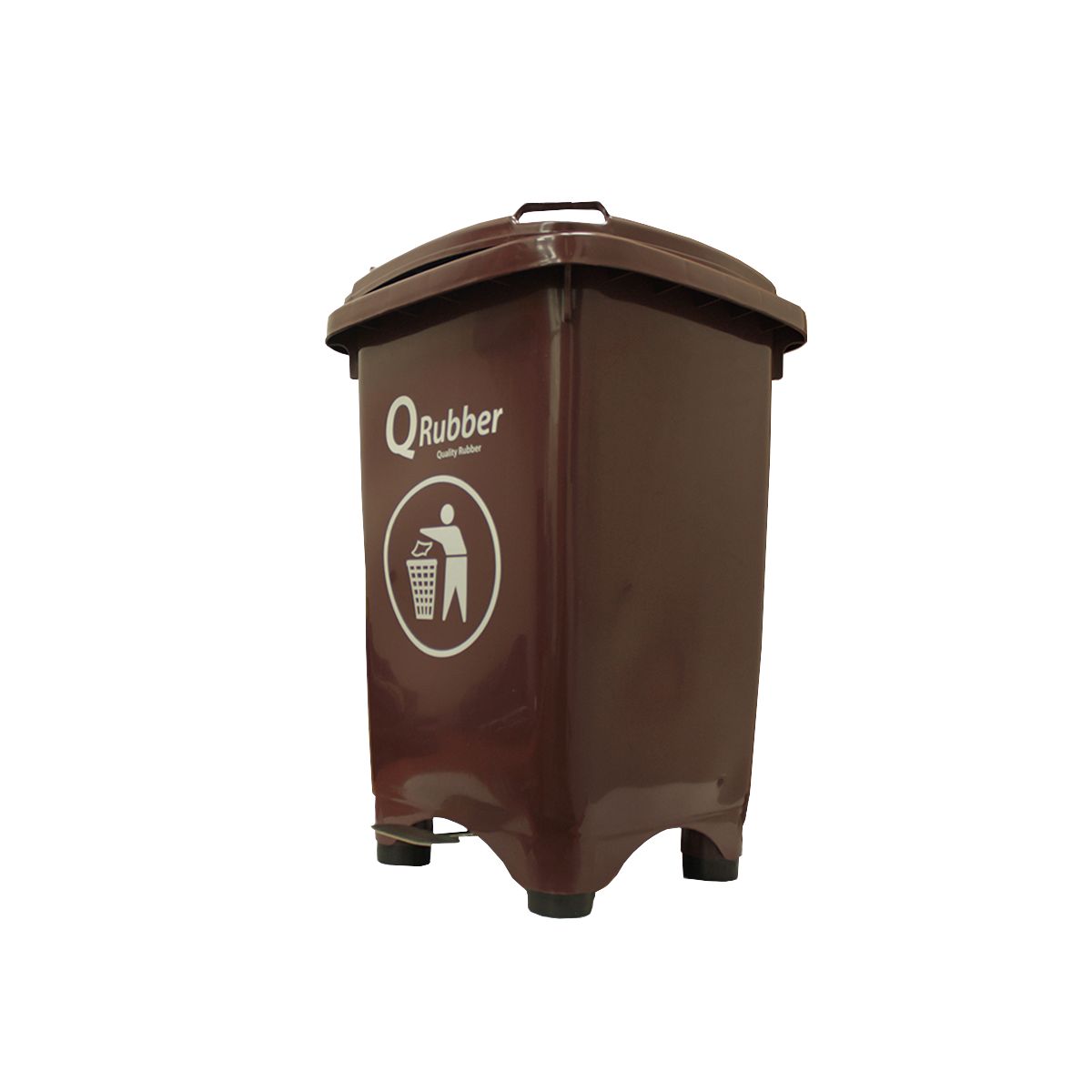 QRUBBER - Basurero Contenedor Basura 50 lts. con pedal café QRubber