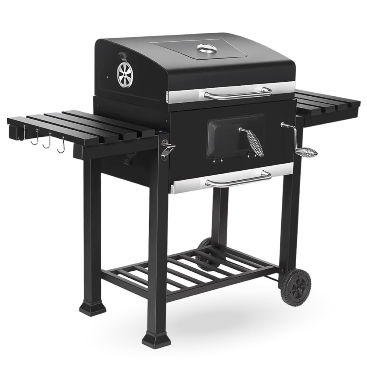 HOME & DESING - PARRILLA A CARBÓN CON TAPA Y BANDEJAS LATERALES