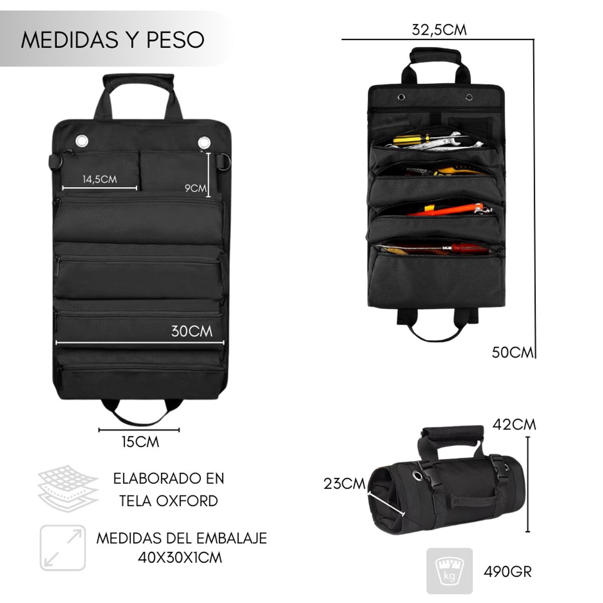 GENERICO - Bolso Organizador Herramientas Estuche Portátil Enrollable