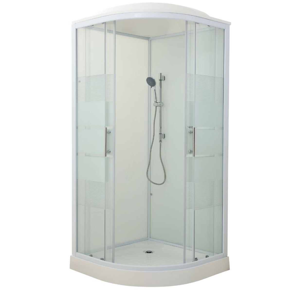 JOYTEK - Cabina de Ducha Curva con Líneas 90x90x215cm INCLUYTE RECEPTÀCULO Y TECHO
