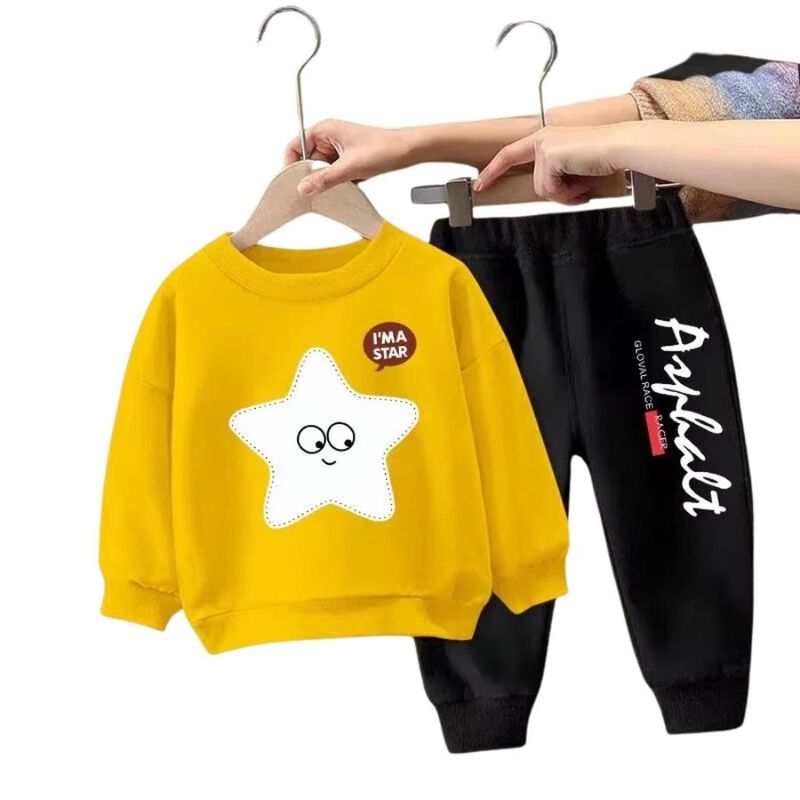 KIVARA - Buzo Niña Infantil Algodón 2 Piezas Poleron Yellow Star