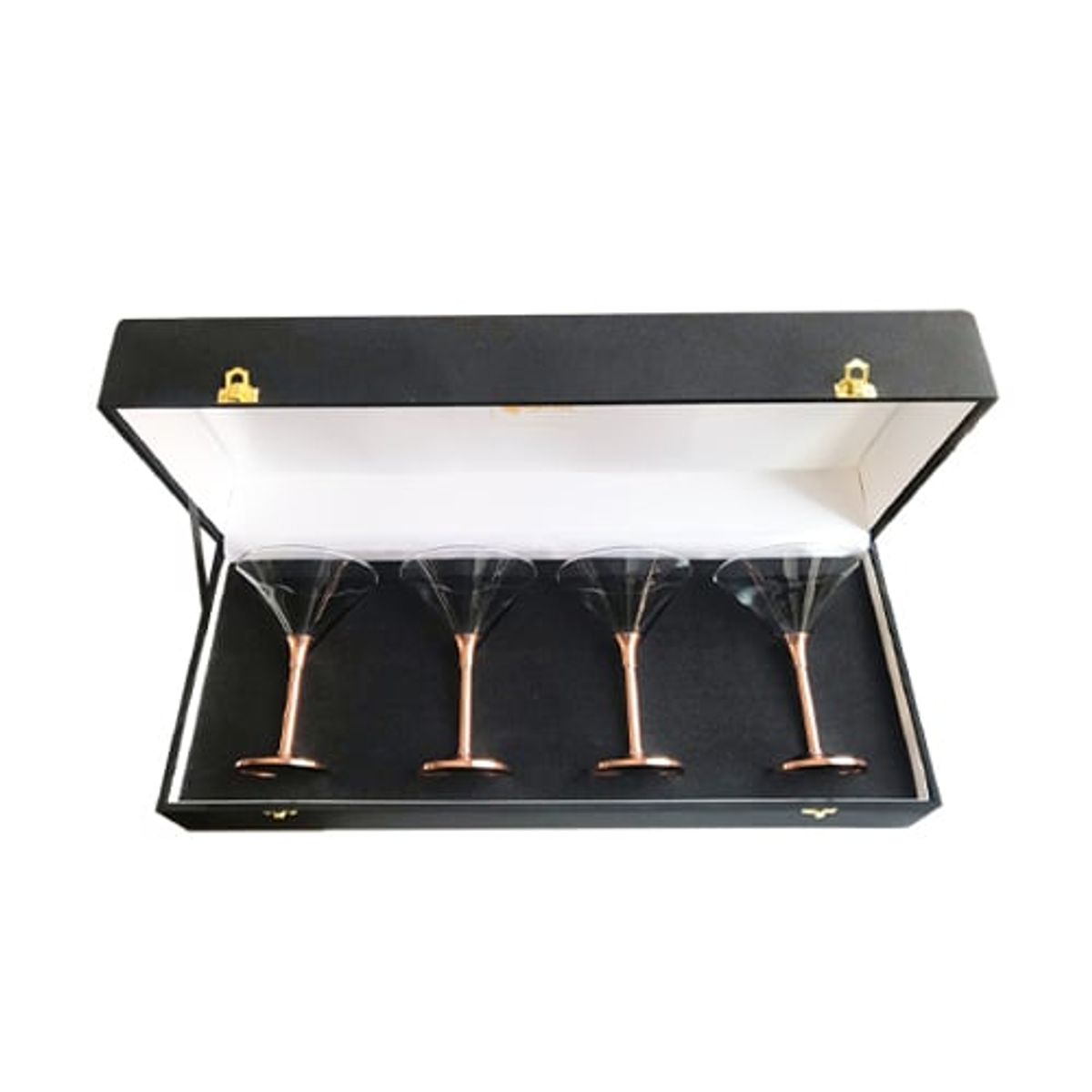 PERFECT CLASS - Set 4 Copas de Martini Con Pie de Cobre