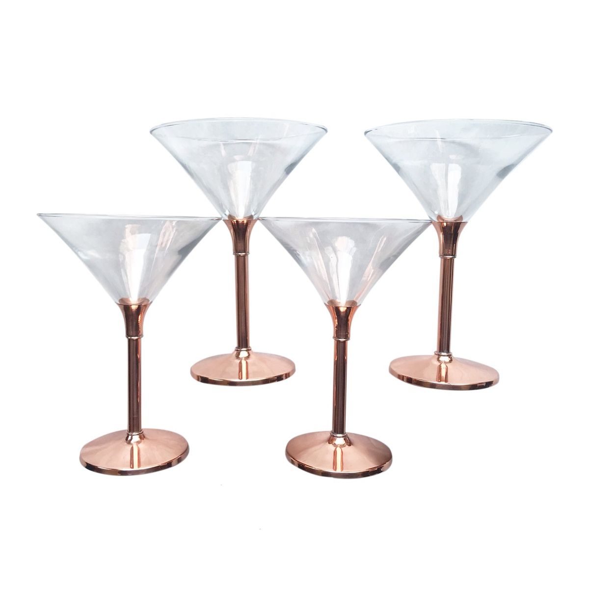 PERFECT CLASS - Set 4 Copas de Martini Con Pie de Cobre