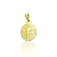 Colgante Medalla San Benito 15mm Enchapado Oro 18K